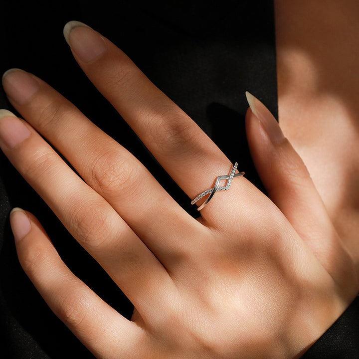 Sterling Silver Double-layer Geometric V-shaped – Small Gift Ideas — 1
