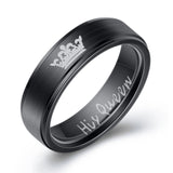 Her King His Queen Titanium Steel Couple Ring – Gifts for Couples — 2