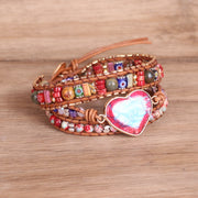 Beaded Braided Leather Multilayer Bracelet Heart – Jewelry Gift Ideas — 4