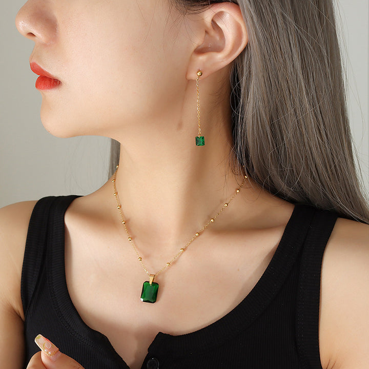 Emerald Zircon Pendant Necklace Earring Jewelry – Jewelry Gift Ideas — 1