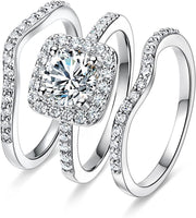 Stackable White Gold Plated Square Zircon – Thoughtful Gifts — 5