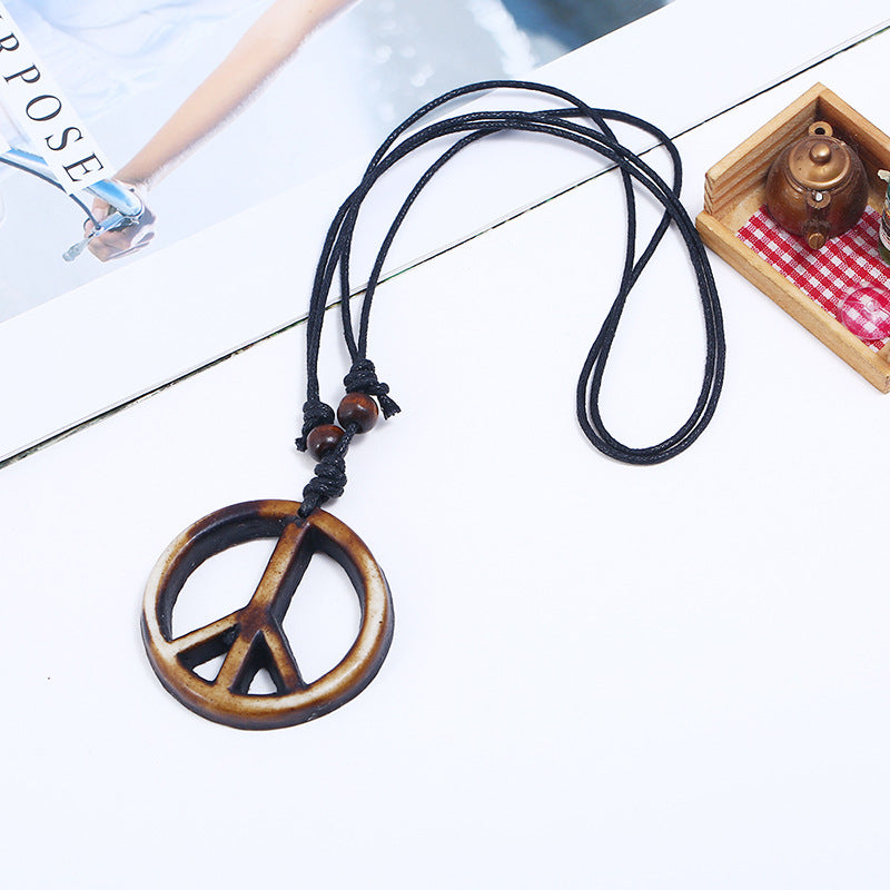 Vintage Hand-woven Resin Peace Men's Necklace – Jewelry Gift Ideas — 1