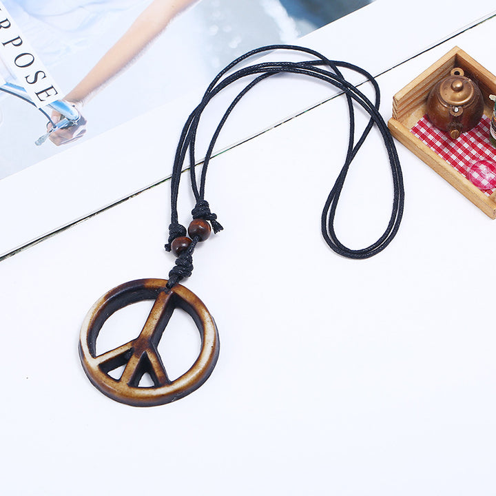 Vintage Hand-woven Resin Peace Men's Necklace – Jewelry Gift Ideas — 1