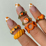 Vintage 6 Piece Green Hugging Hand Ring Set Women's – Gifts for Her — 8