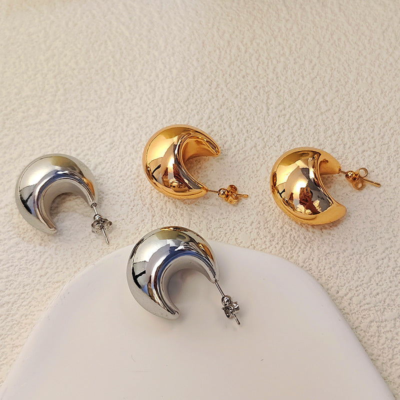 Crescent Semicircle Hollow Earrings – Unique Gift Ideas — 1