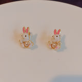 Sweet Cute Rabbit Stud Earrings 925 Silver – Gifts for Pet Lovers — 7