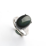 Natural Obsidian Live Mouth Pair Ring Silver Jewelry – Stylish Gifts — 5
