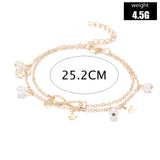 Women's Alloy 8-word Double Circles Star Anklet – Gifts for Her — 5