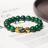 Fashion Pixiu Dry Green Sand Gold Jade Bracelet – Stylish Gifts — 3