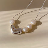 Sweet Loving Heart Pearl Necklace Women's Fashion – Jewelry Gift Ideas — 6