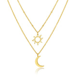 Stainless Steel Sun Moon Multilayer Necklace – Jewelry Gift Ideas — 2