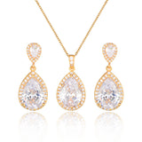 Bright Big Zircon Water Drops Necklace Eardrops – Gifts for Couples — 18