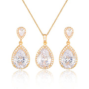 Bright Big Zircon Water Drops Necklace Eardrops – Gifts for Couples — 18