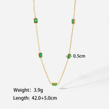 Multiple Square Green Zircon Pendant Necklace – Jewelry Gift Ideas — 3