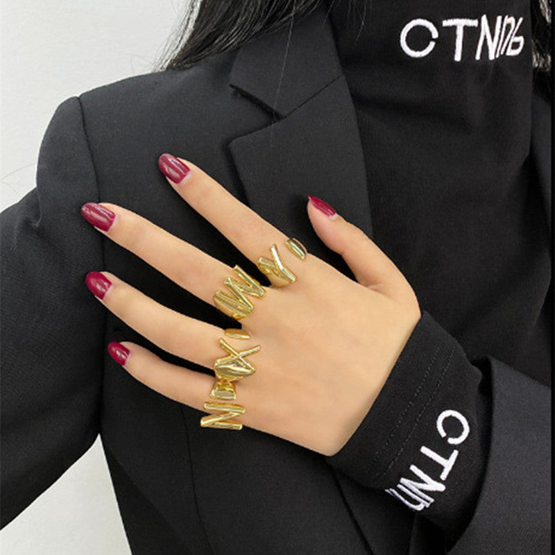 Women's Personality Fashion 26 English Letters Ring – Stylish Gifts — 1