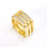 Gold Three-row Diamond Hollow Geometric Ring – Holiday Gift Ideas — 2