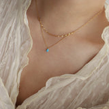 Blue Water Drop Flash Double-layer Necklace – Jewelry Gift Ideas — 5