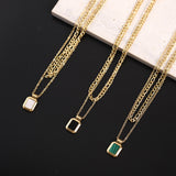 Double Turquoise Necklace Square Pendant – Jewelry Gift Ideas — 6