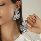 Vintage Ginkgo Beach Shell Pattern Ear Studs – Outdoor Gifts — 4