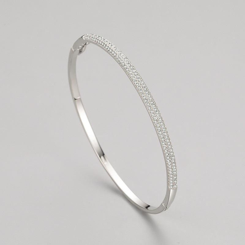 S925 Sterling Silver Bracelet Female Opening Oval – Jewelry Gift Ideas — 1