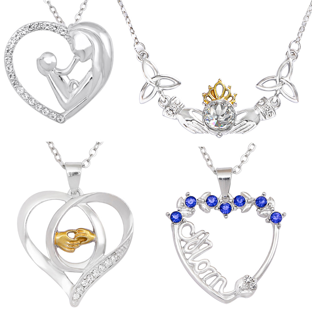 Crystal Hand In Hand Mom And Baby Love Heart Pendant – Gifts for Her — 1