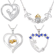 Crystal Hand In Hand Mom And Baby Love Heart Pendant – Gifts for Her — 1