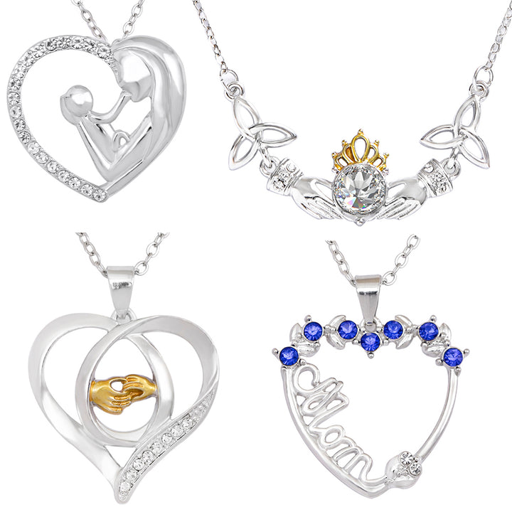 Crystal Hand In Hand Mom And Baby Love Heart Pendant – Gifts for Her — 1