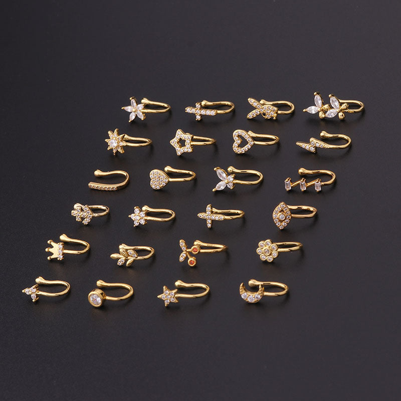 Micro-inlaid Zircon U-shaped Nose Ear Bone Clip – Stylish Gifts — 1