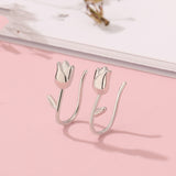 S925 Silver Harbor Style Retro Tulip Ear Hook – Stylish Gifts — 4