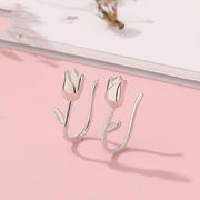 S925 Silver Harbor Style Retro Tulip Ear Hook – Stylish Gifts — 4