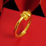 Alluvial Gold Love Heart-shaped Ring Copper Alloy – Gifts for Couples — 7