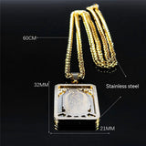 Retro Square Stainless Steel Gold Medal Necklace – Jewelry Gift Ideas — 11