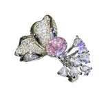 Bright Red Diamond Colored Gems Flower Ring Female – Gifts for Her — 5