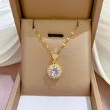 Women's Full Diamond Round Micro Pendant Necklace – Jewelry Gift Ideas — 3