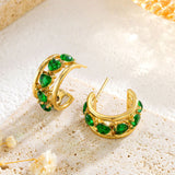 Peach Heart Zircon C- Shaped Earrings Women's – Jewelry Gift Ideas — 3