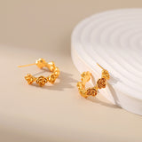Rose Carved Retro Textured Earrings – Surprise Gifts — 11