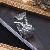 S925 Sterling Silver Feather Ring Creative Personality – Stylish Gifts — 3