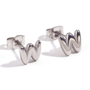 Titanium Steel Earrings 18K Gold Mini Alphabet Letter – Gifts for Her — 9