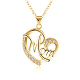 Rhinestone Letter Mom Heart Pendant Necklaces – Gifts for Her — 3