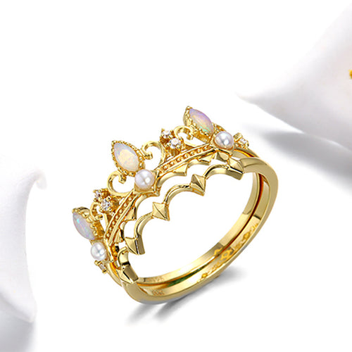 925 Sterling Silver Retro Pearl Crown Ring – Special Occasion Gifts — 2