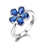 925 Sterling Silver Flowers Sapphire Ring For Women – Gifts for Her — 12