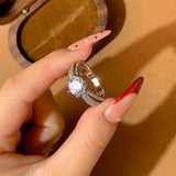 Zircon Engagement Ring Rotating Twisted Full – Gifts for Couples — 4