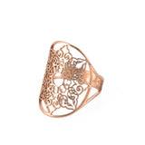 Vintage Stainless Steel Openwork Snow Petal Oval Ring – Gift Ideas — 2