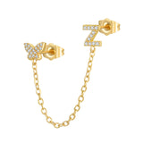 Women's Zircon Butterfly Alphabet One Piece Stud – Gifts for Her — 13