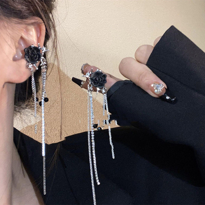 Thorn Rose Tassel Ear Clip No Ear Hole Female – Gifts for Her — 1