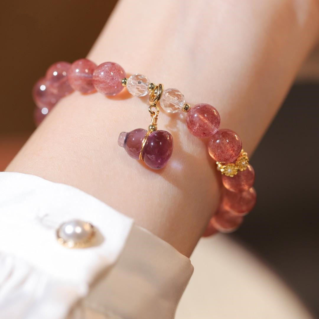 Single Circle Quartz Jade Strawberry Crystal String – Small Gift Ideas — 1
