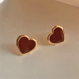 Enamel Red Heart Earrings 18K Gold Stud Earrings – Gifts for Her — 5