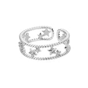 Letter V Open-end Zircon Ring Double Layer – Gift Ideas — 4