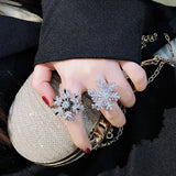 Rotating Double Layer Snowflake Ring Full Diamond Ring – Gifts for Her — 7