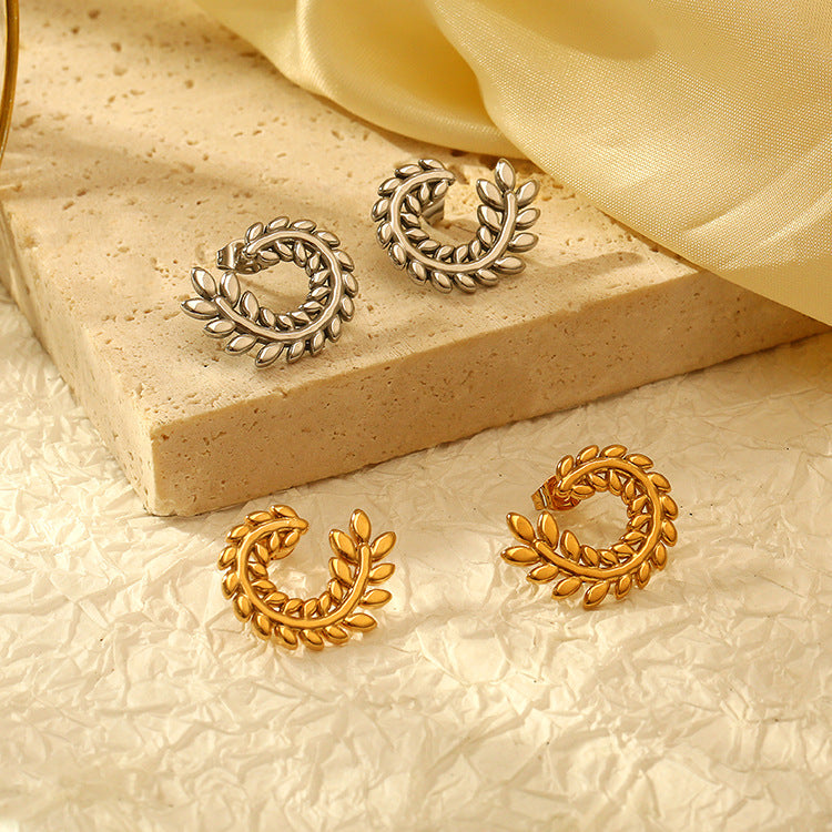Wheat Earrings Female Titanium Steel Gold Plated Retro – Gifts for Her — 1
